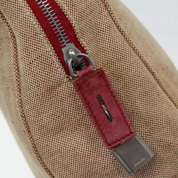 PRADA Sports Tote Bag Canvas Red Beige - Picture 8 of 16